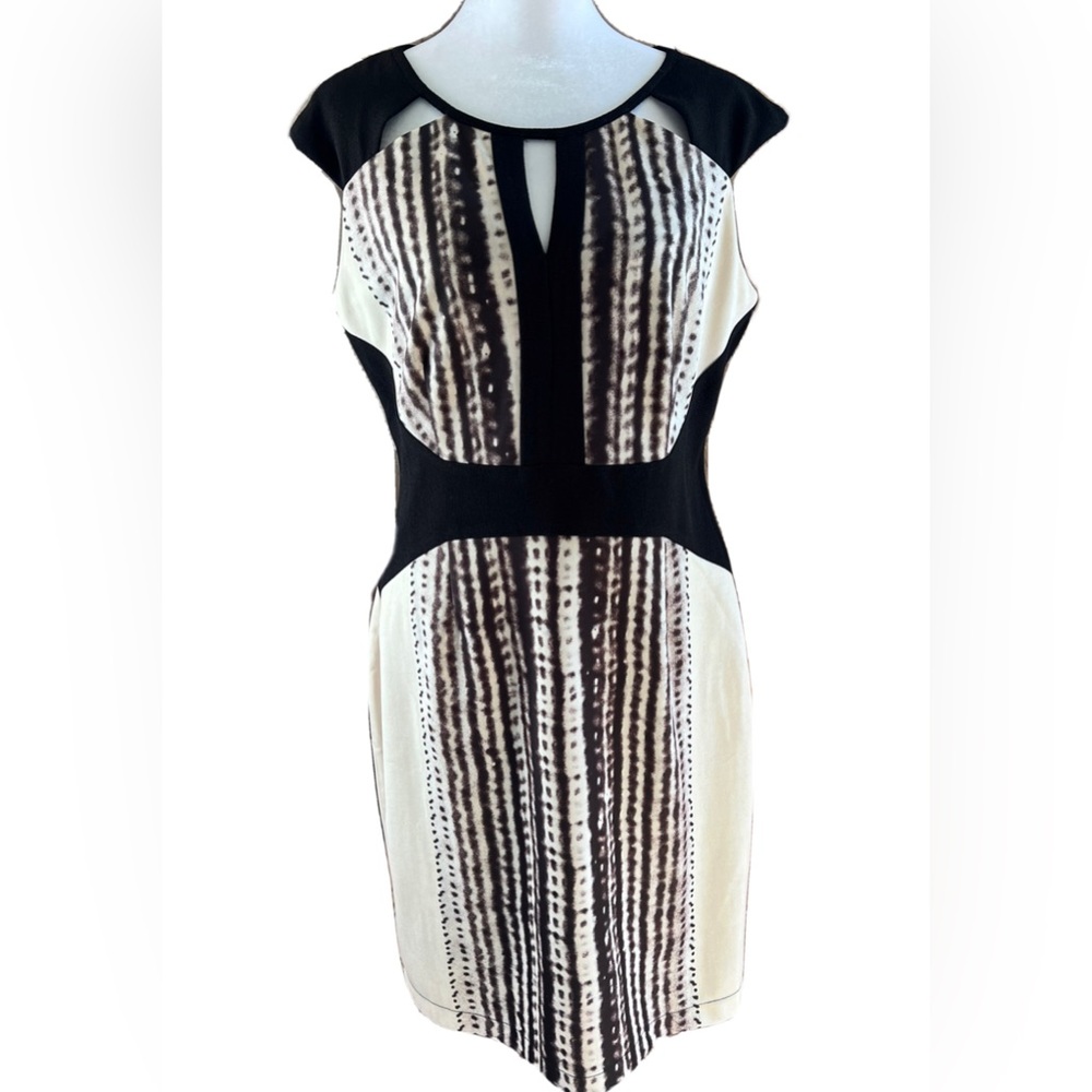 NWT ADORE Black/Tan Print Sheath Dress XL